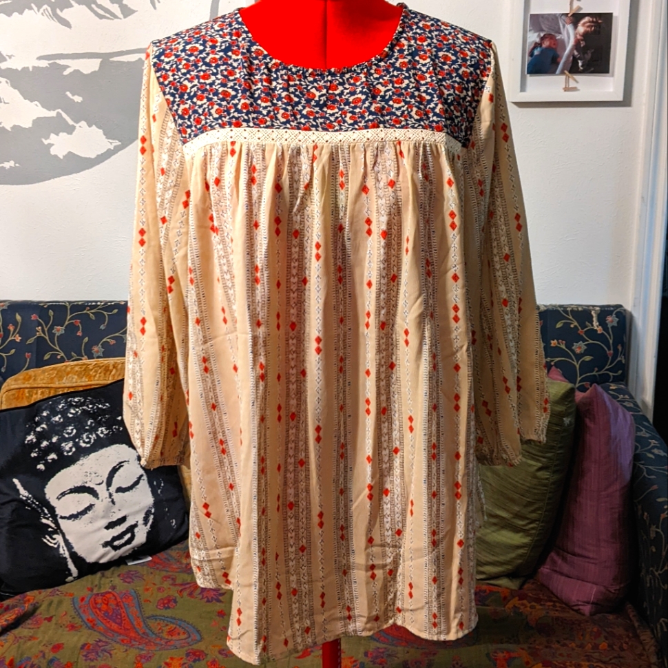 Button Back Boho Blouse